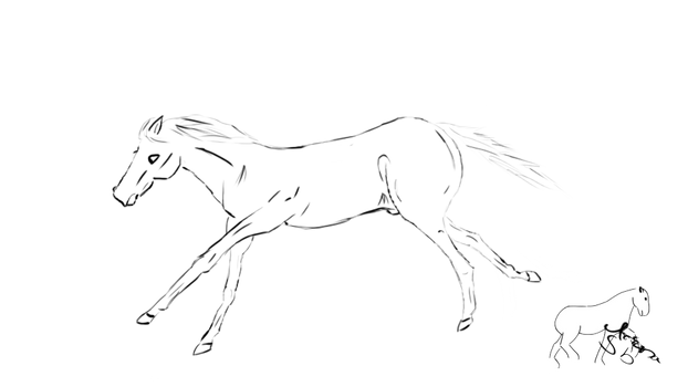 Horse running lineart