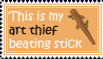 Art thief beating stick stamp