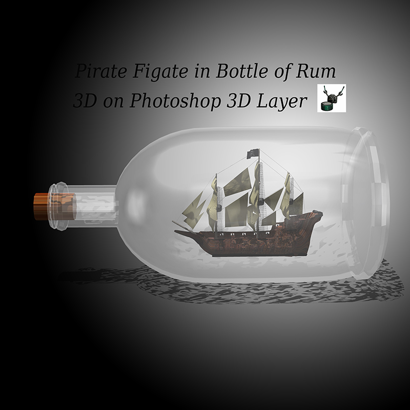 Pirate Frigate in Bottle of Rum