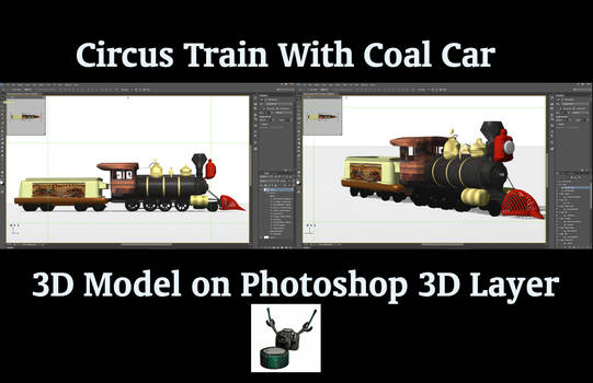 3D Circus Steam Locomotive with Coal Car