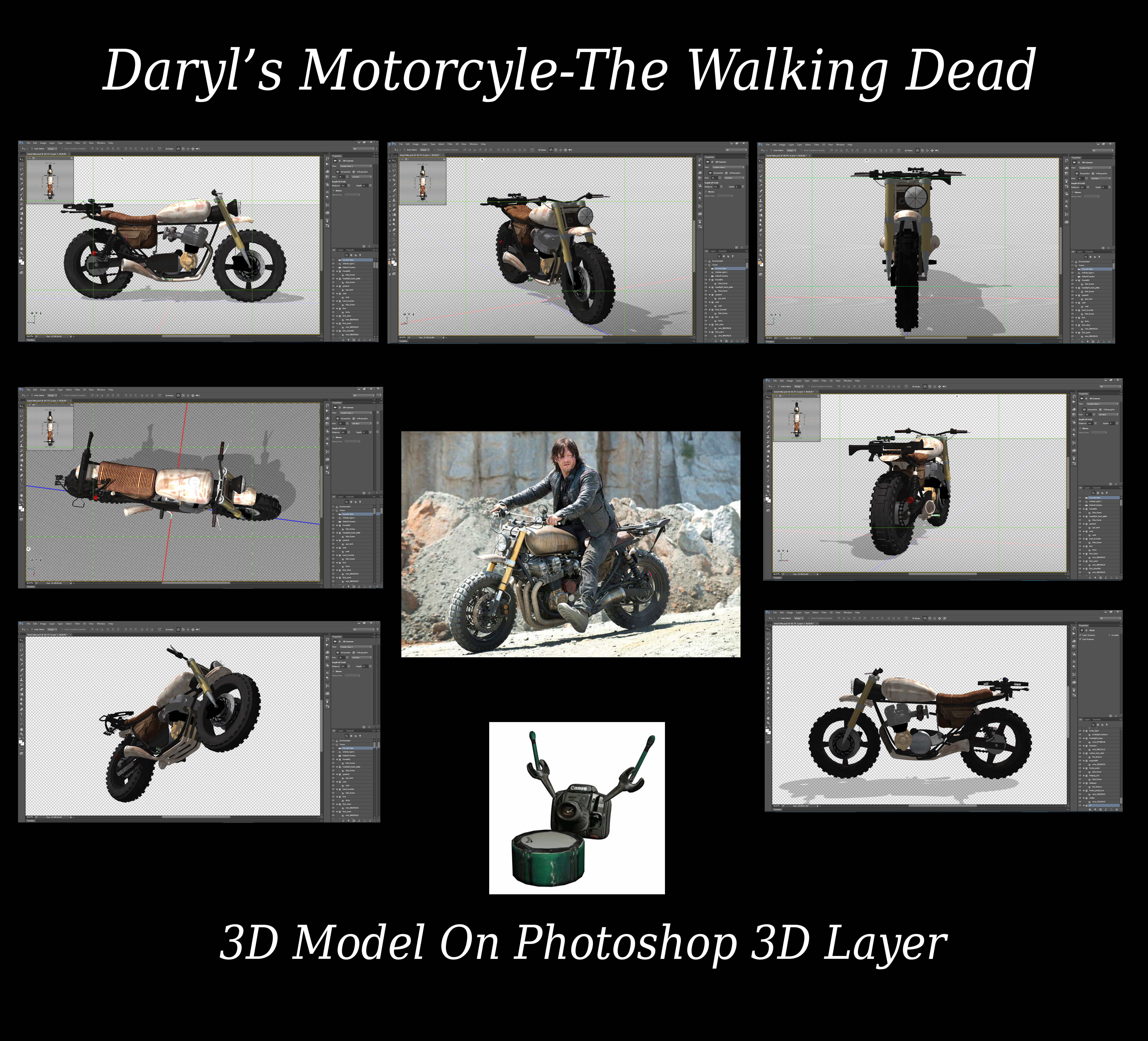 Daryl's Motorcycle The Walking Dead 3D Model