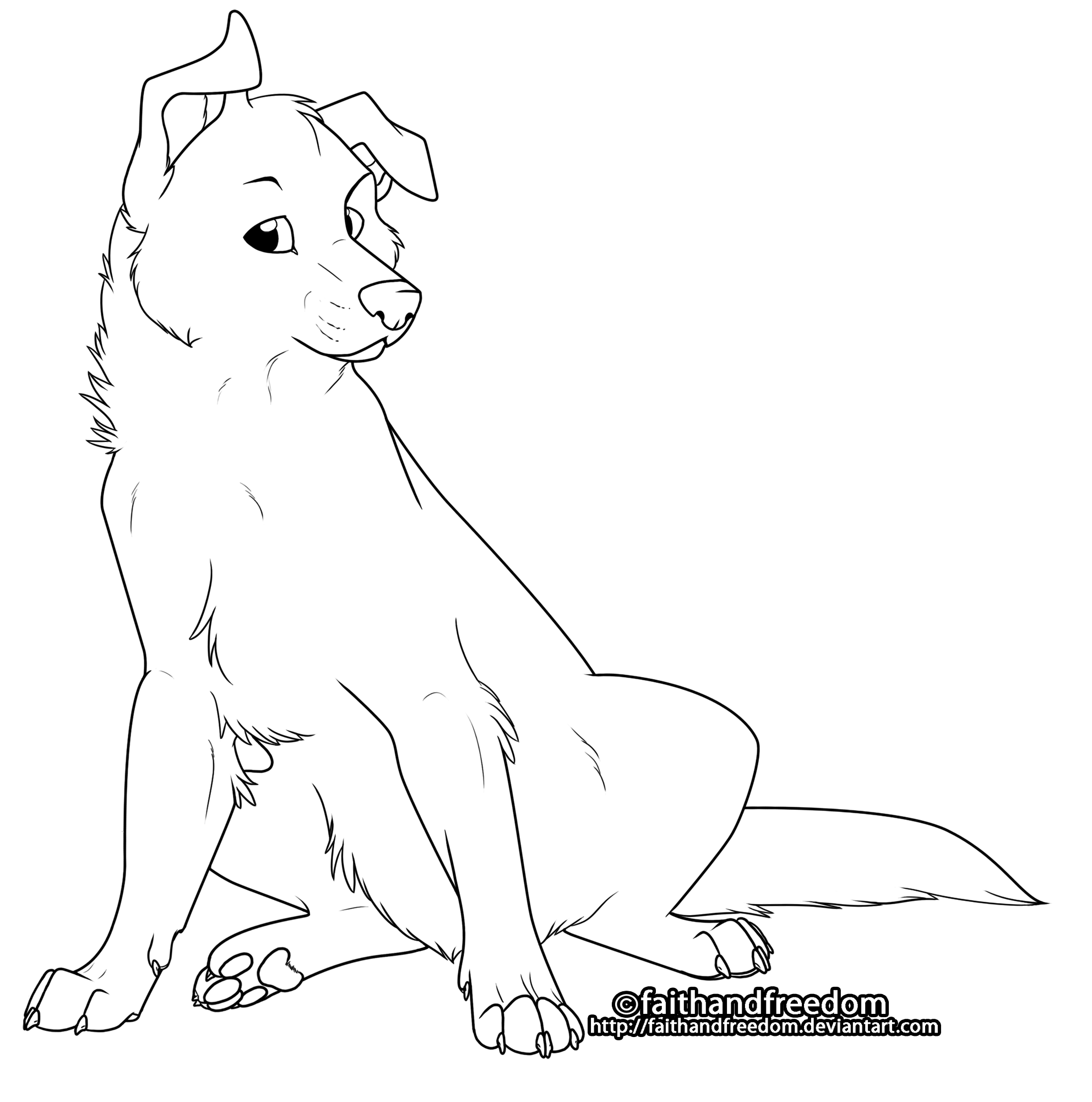 Border Collie Puppy FREE line art