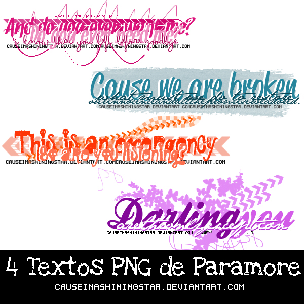 4 Textos PNG de Paramore