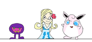 fuzzball wigglytuff and a lightblue dress girl