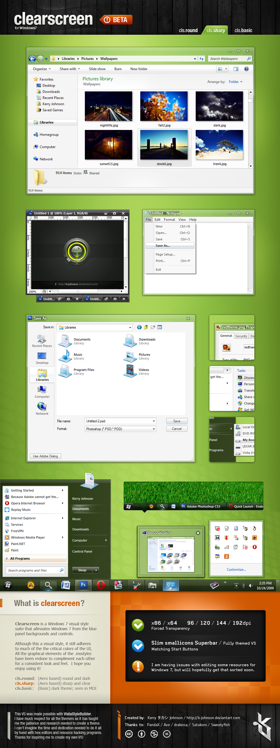 Clearscreen Sharp for Windows7