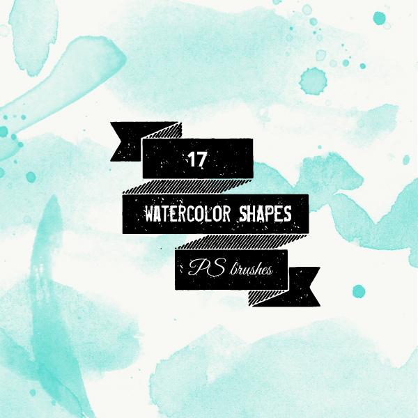 PS brushes: watercolor shapes and splatters