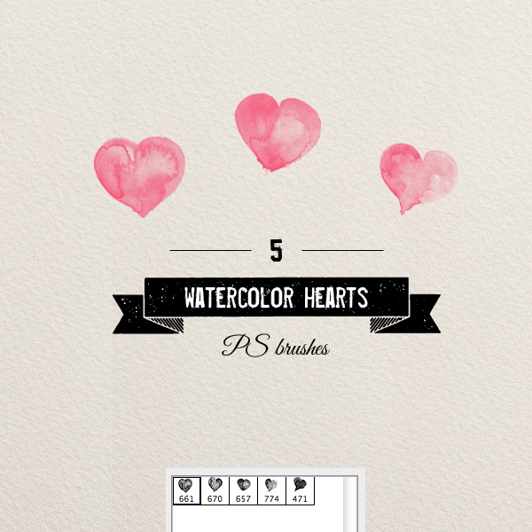 photoshop brushes watercolor hearts free