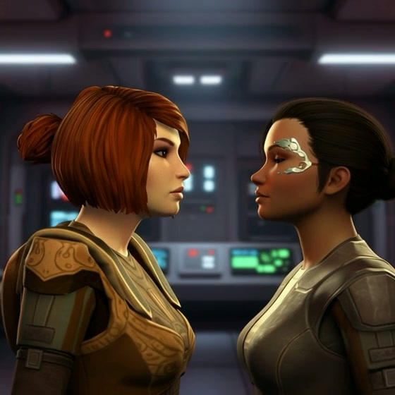 Kira Carsen and Mako kissing (SWTOR) by KixiRajki on DeviantArt