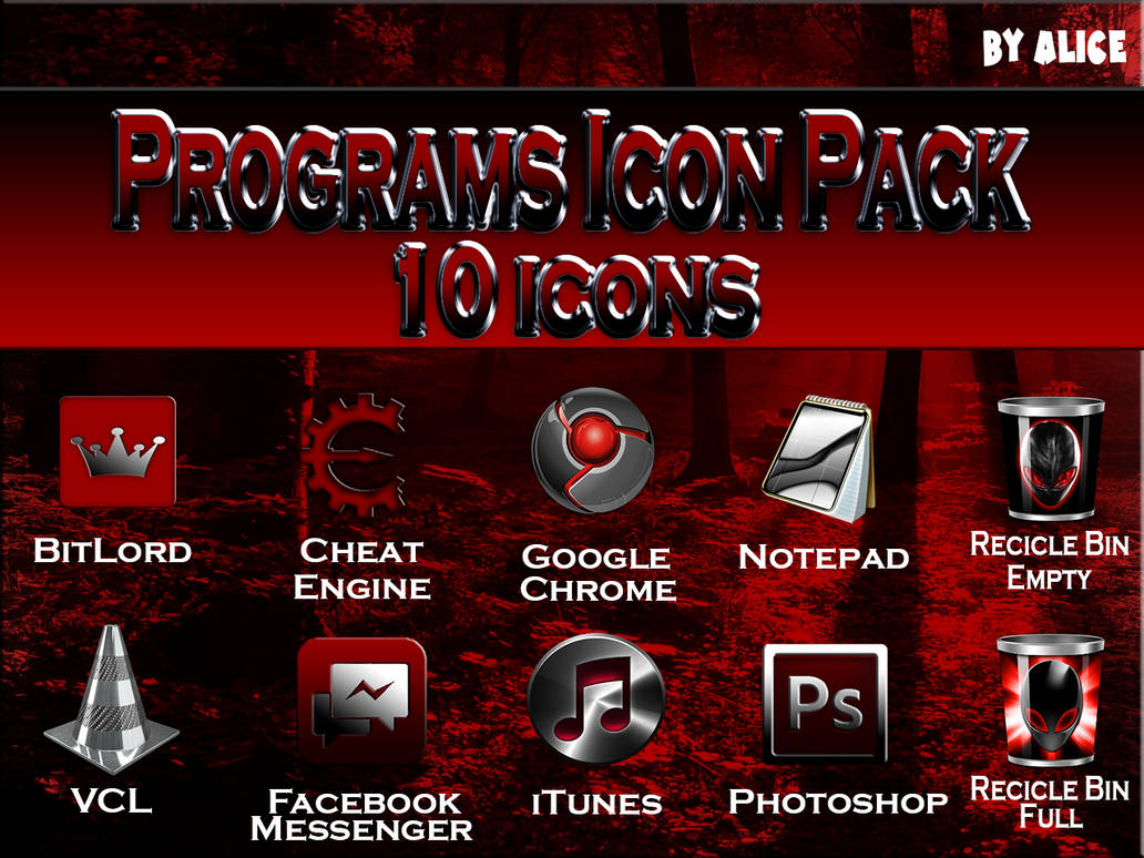 Red And Black Programs Icon Pack By Alicegirl77 On Deviantart