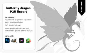 Butterfly Dragon Lineart P2U for sale by Laghrian