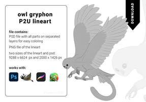 Owl Gryphon Lineart P2U for sale by Laghrian