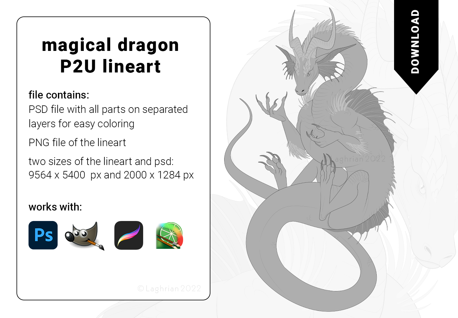 Dragon P2U Lineart for sale by Laghrian on DeviantArt
