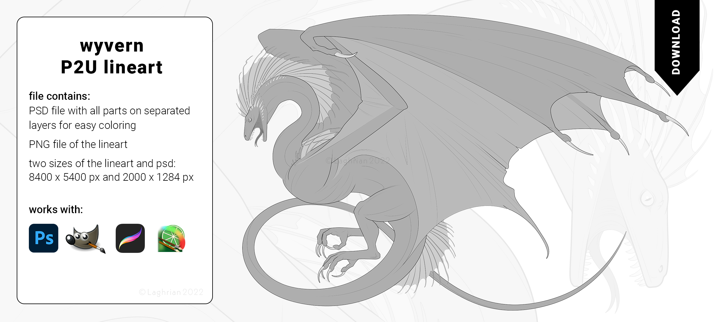 Wyvern P2U Lineart for sale by Laghrian on DeviantArt