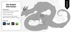Fox Dragon P2U Lineart for sale by Laghrian