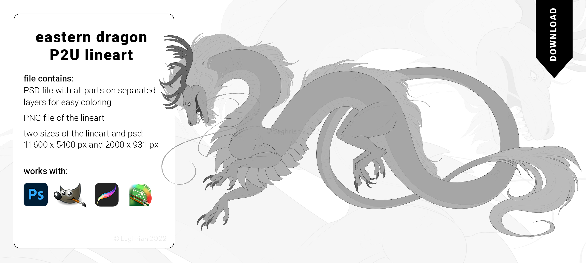 Eastern Dragon P2U Lineart for sale by Laghrian on DeviantArt
