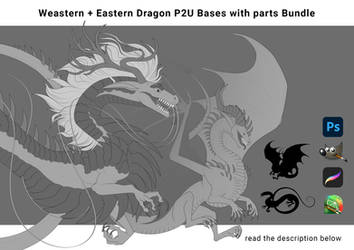 Western + Eastern Dragon P2U Bases x2 with parts