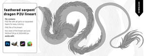 Feathered Serpent Dragon Lineart for sale by Laghrian