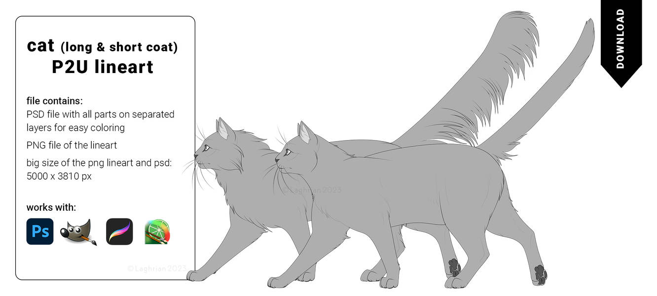 Cat P2U Lineart for sale by Laghrian on DeviantArt