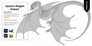 Wyvern Dragon Lineart for sale