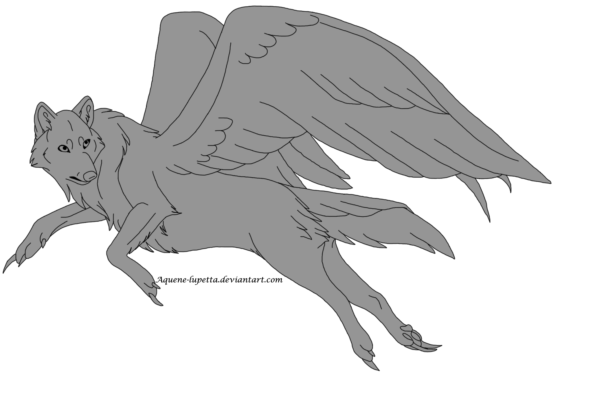 Winged Wolf Base by Aquenelupetta on DeviantArt