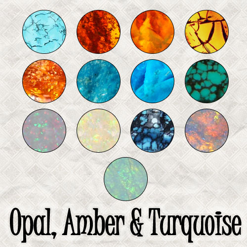 Opal, Amber, Turquoise Pats