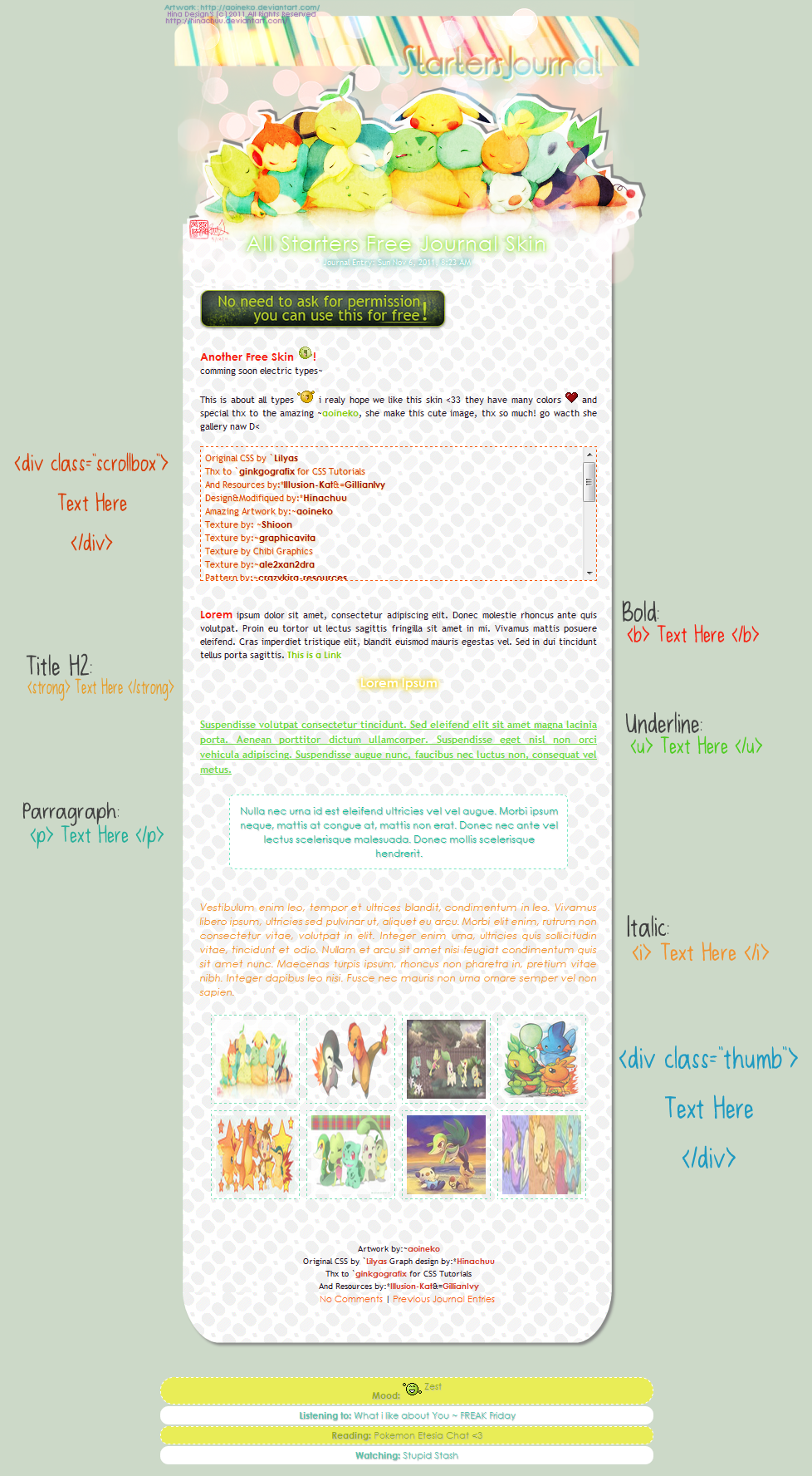 :Poke: Starters Free Journal Skin