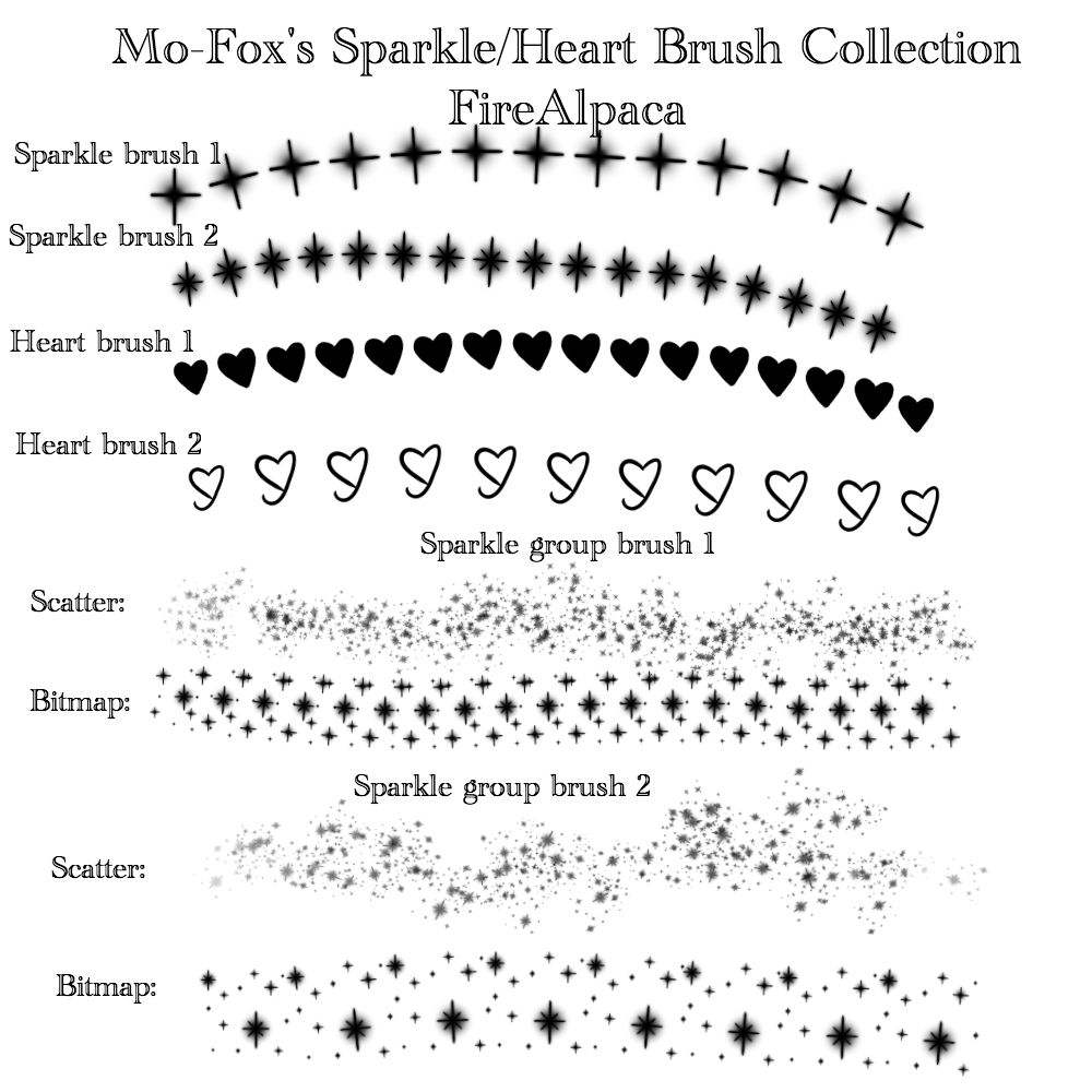 Sparkle/heart brush set for FireAlpaca FREE