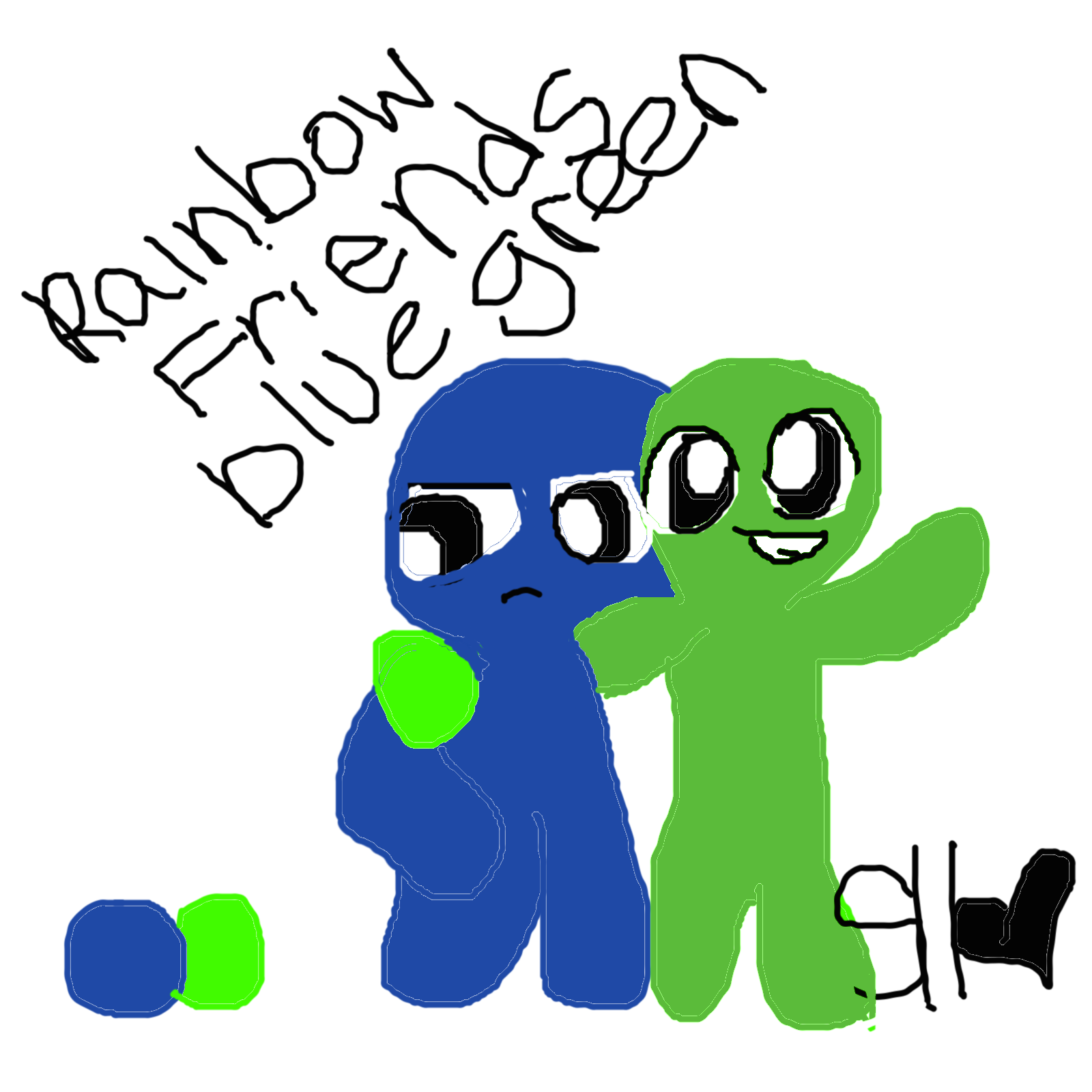 Rainbow Friends Blue and Green Art