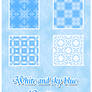10 white and sky blue patterns