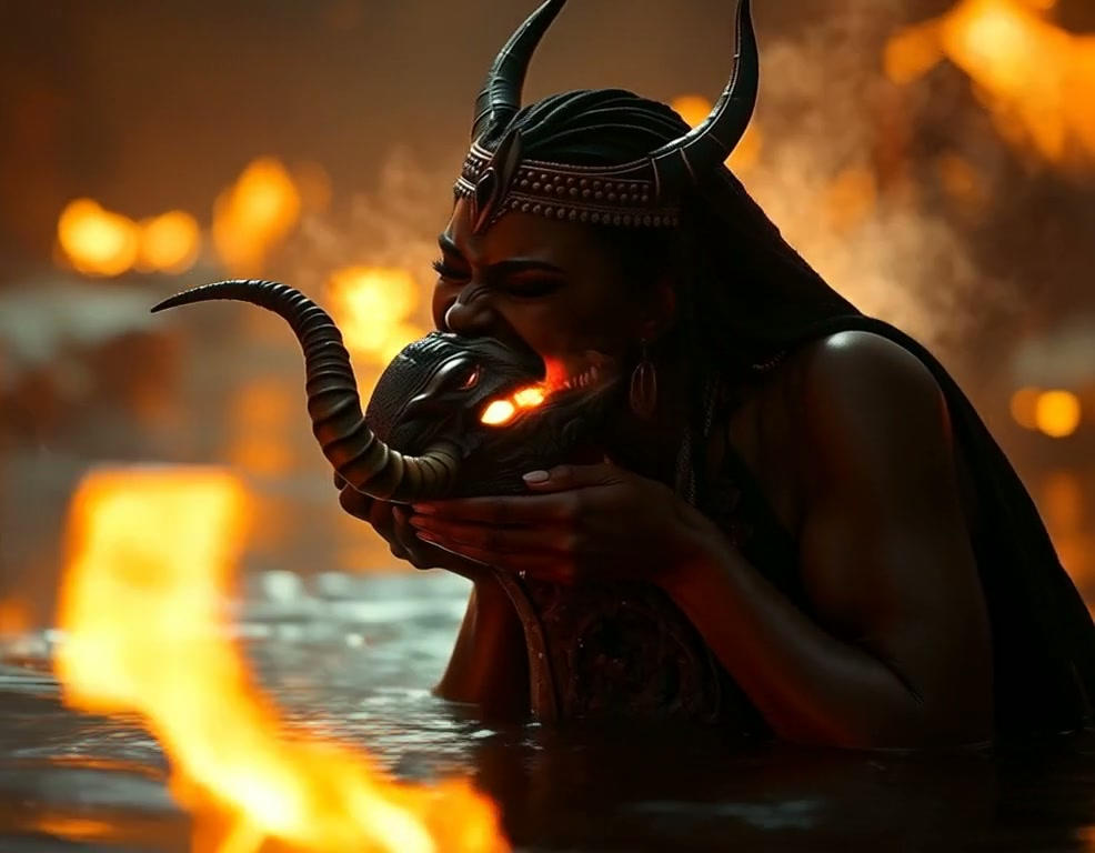 Queen Ammut devours Set in the Lake of Fire