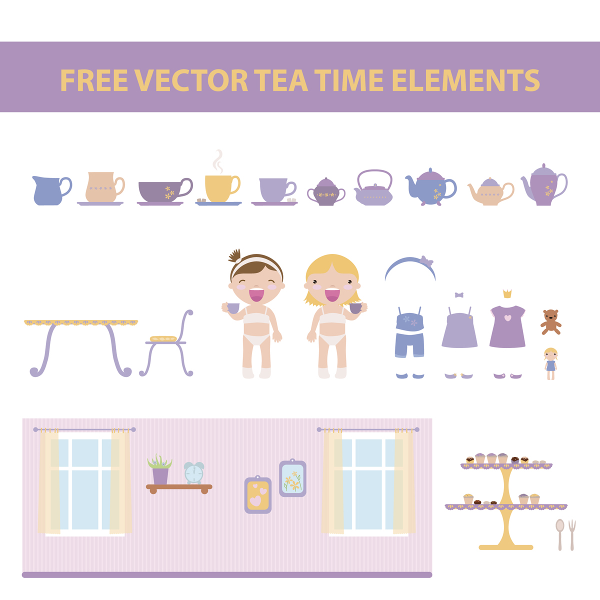 free vector tea time elements