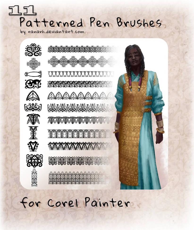11 patterned brushes for Painter by Ranarh