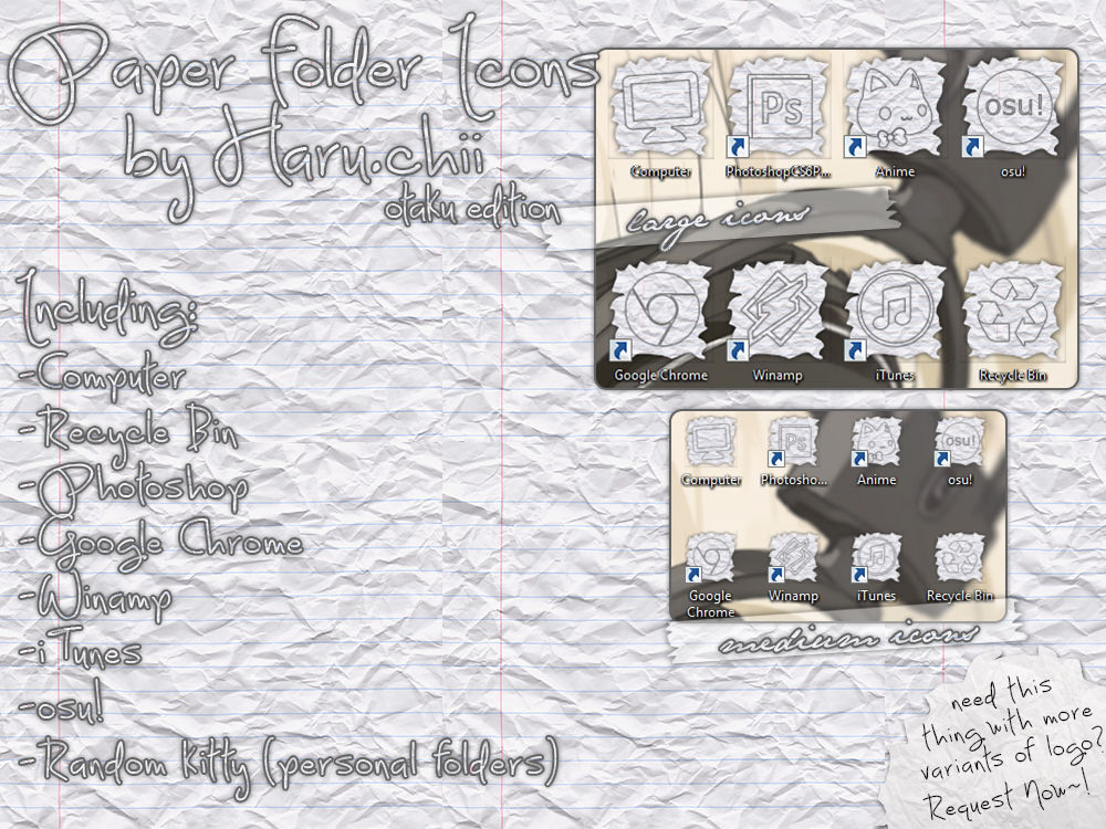 Paper Sofware Folder Icons (Windows) Otaku Edition by haru030500 on ...