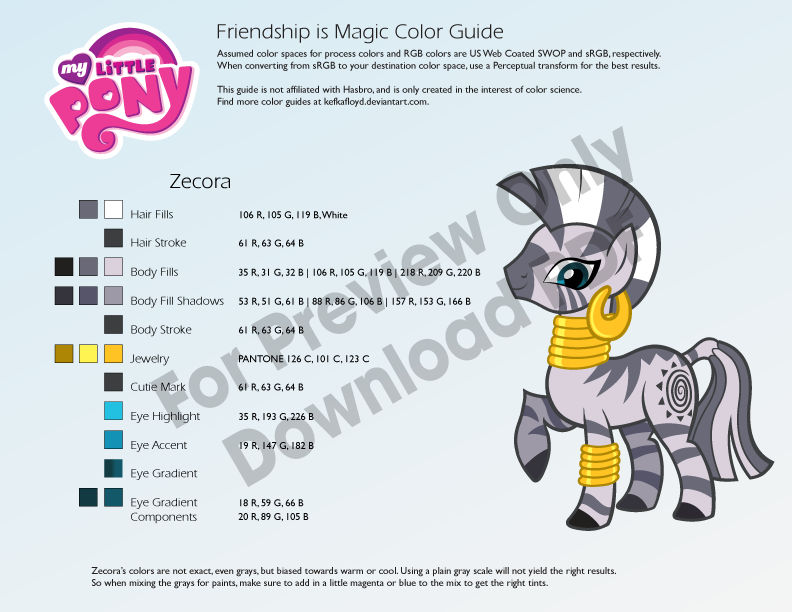 Zecora Color Guide By Kefkafloyd On Deviantart
