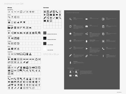 Android UI Design - Default Icons 4+ grouped