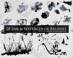28 Ink and Watercolor Brushes by soulspoison