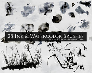 28 Ink and Watercolor Brushes