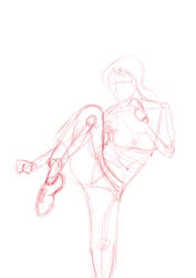 Kickboxing girl sketch