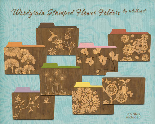 woodgrain stamped flower folders v1