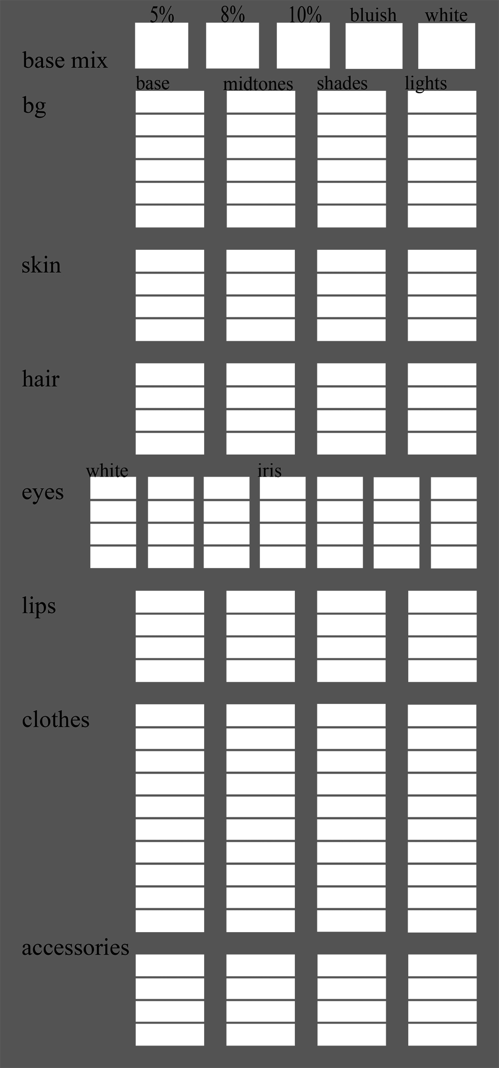 Colour palette template with atmospheric changes