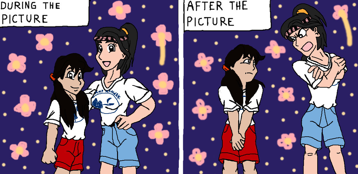 Angela and Meg from Sleepaway Camp taking a pic by Angel1404 on DeviantArt