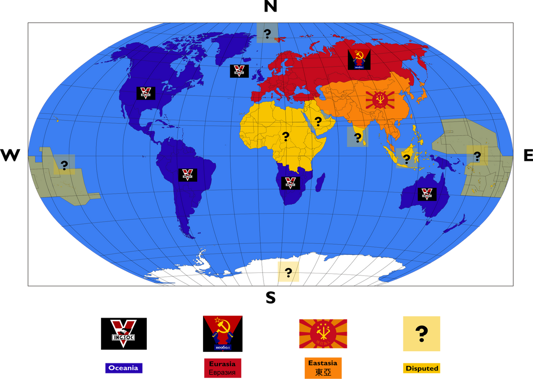 1984 World Map Orwell