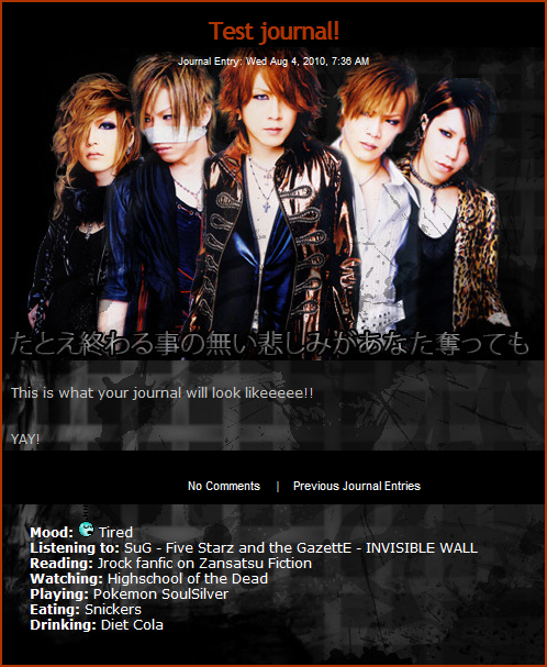 GazettE Shiver Journal Skin