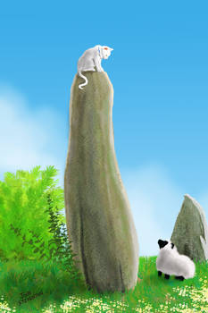Cat on a Standing Stone