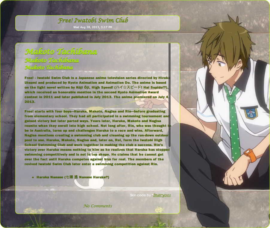 Free! Makoto Journal Skin