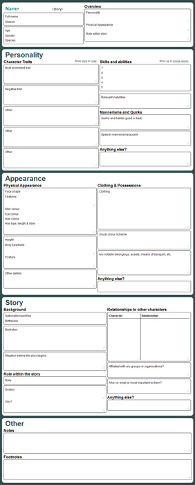 Character Reference Sheet - Version 2