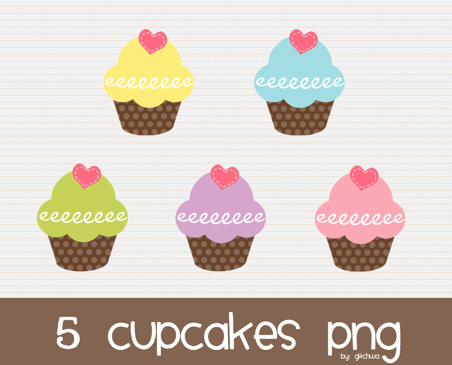 5 Cupcakes png by Gitchwa on DeviantArt