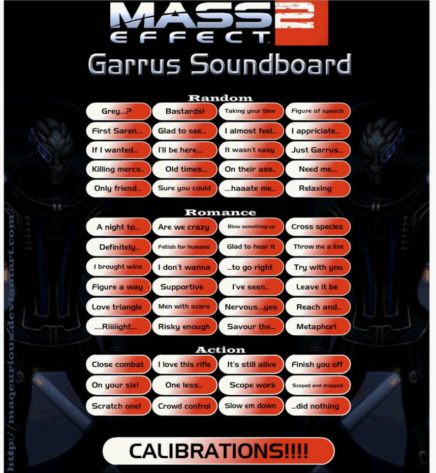 Mass Effect 2 Garrus Soundboard By Maqeurious On Deviantart