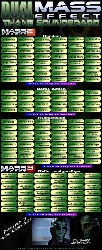 Mass Effect (Dual): Thane Soundboard