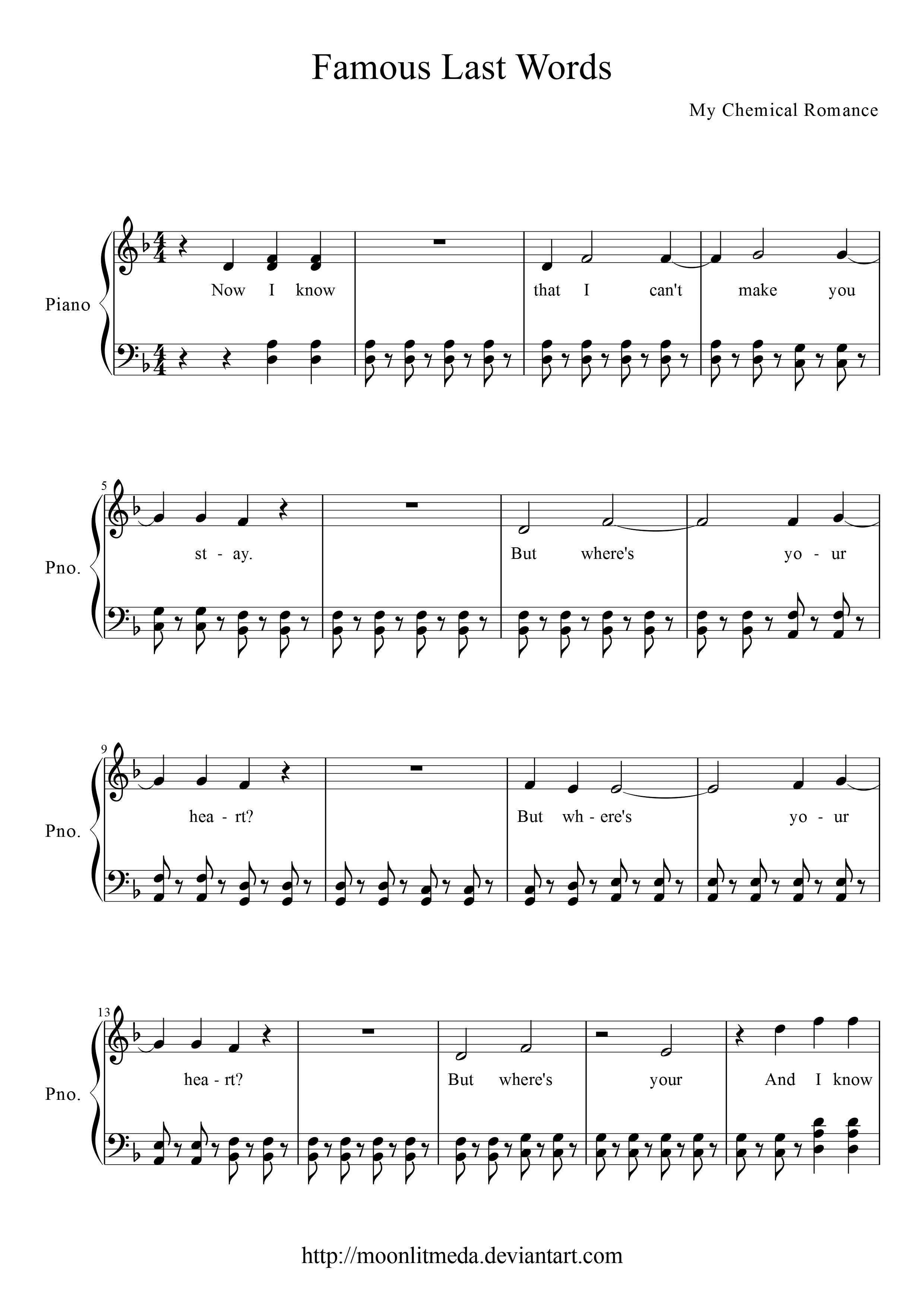 Lust Of The Lost Famous Last Words Lyrics Famous Last Words Sheet by MoonlitMeda on DeviantArt